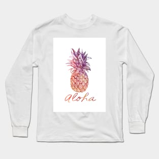 Aloha watercolor and chalk pastel Pineapple Long Sleeve T-Shirt